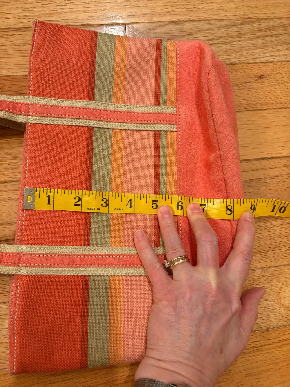 Bath and Body Works Coral Stripe Canvas Tote Bag - Women's Casual Handbag/Makeup - Picture 7 of 7